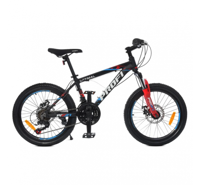 Велосипед "OPTIMAL" PROF1 G20OPTIMAL A20.3 20 д. Алюм.рама12,5", SHIMANO 21SP, алюм.DB, FW TZ500, черный