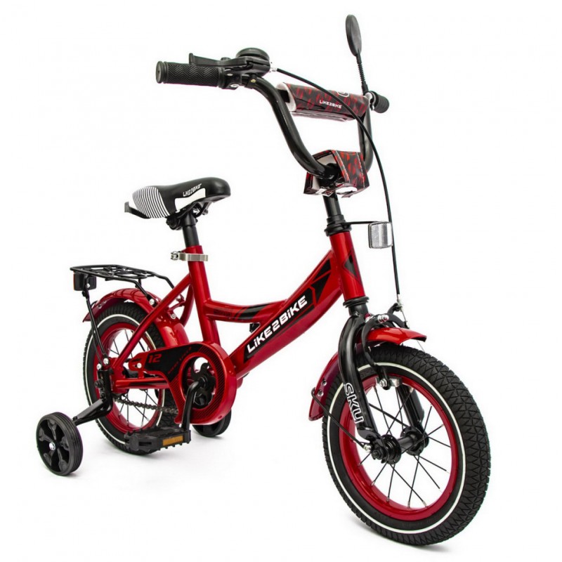 Велосипед детский 2-х колесный 12'' 211203 Like2bike Sky, бордовый, рама сталь, со звонком