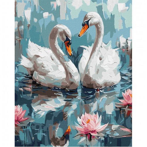 Картина по номерам "Влюбленные лебеди" KHO6620 40х50 см