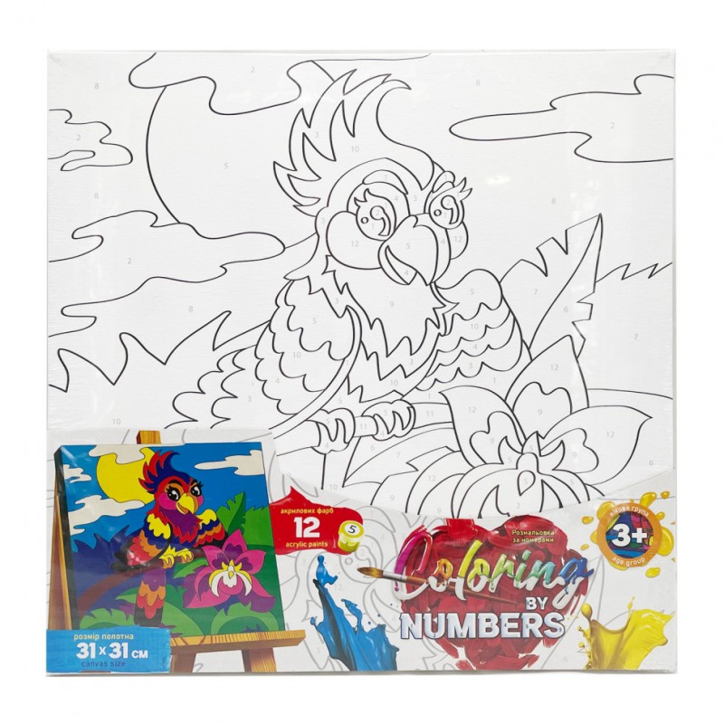 Картина по номерам для детей "Счастливый Попугай" CBN-01-09, 31х31 см