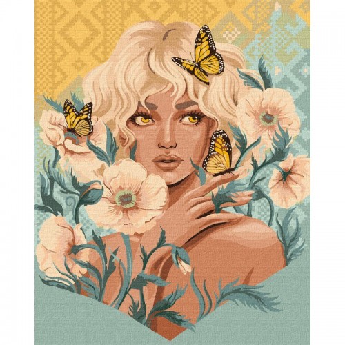 Картина по номерам "Девушка с бабочками" ©pollypop92 KHO2542 40х50 см Идейка