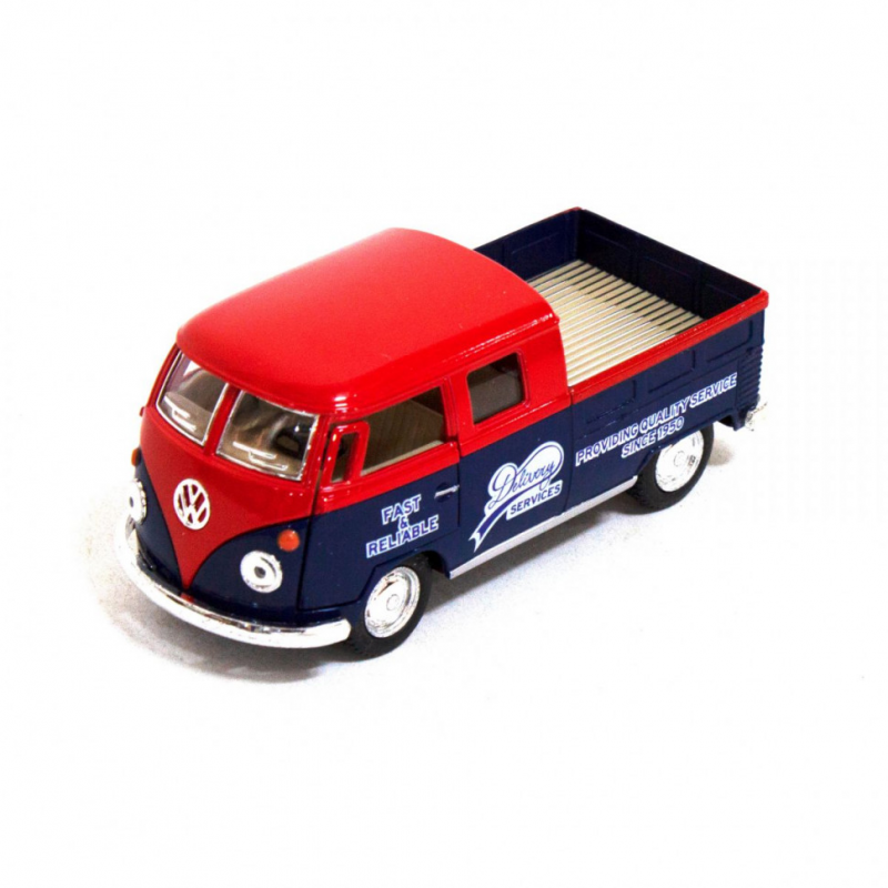 Детская модель машинки Volkswagen Bus Double Cab Pickup Delivery 1963 Kinsmart KT5396W инерционная, 1:34