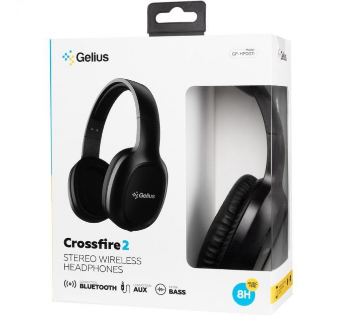 Наушники Crossfire 2 GP Gelius HP-007i, Bluetooth 5.3 USB, Type-C, Aux 3,5 мм, черный