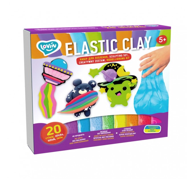 Набор для лепки с воздушным пластилином Elastic Clay 70140, 20 стиков