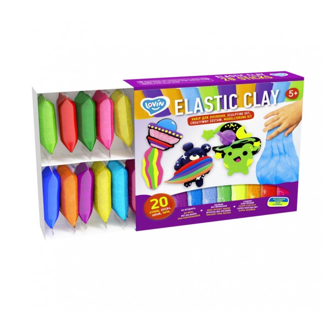 Набор для лепки с воздушным пластилином Elastic Clay 70140, 20 стиков