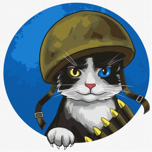 Картина по номерам "Воинственный котик" ©art.irina.pass Идейка KHO4393 30х30 см