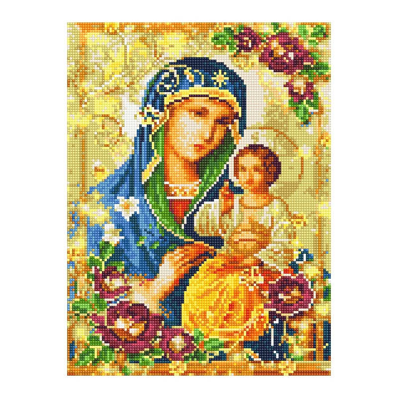 Алмазная мозаика "Икона Божьей Матери" EJ1243, 40х30 см