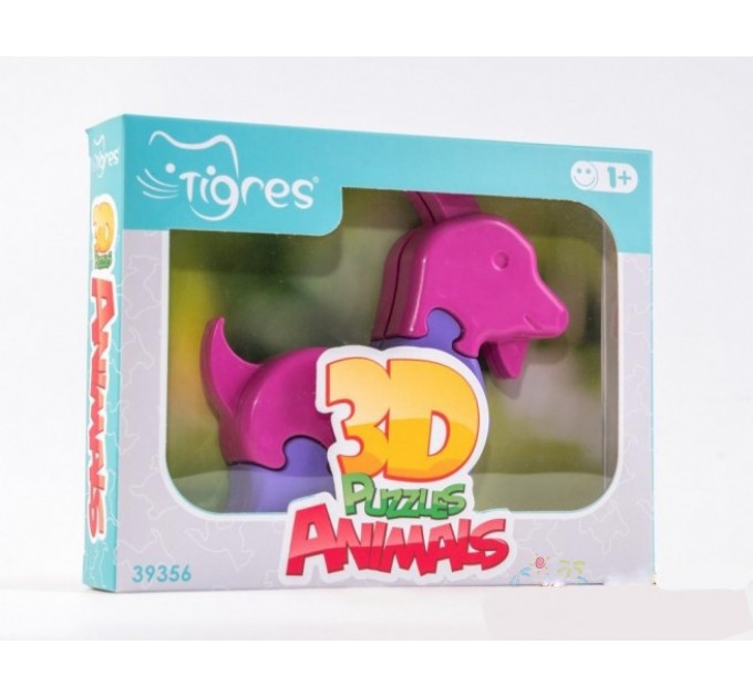 Игрушка развивающиая 3D пазлы Животные 39356, 3 вида