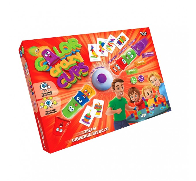 Детская настольная развлекательная игра "Color Crazy Cups" CCC-01-01U на укр. языке