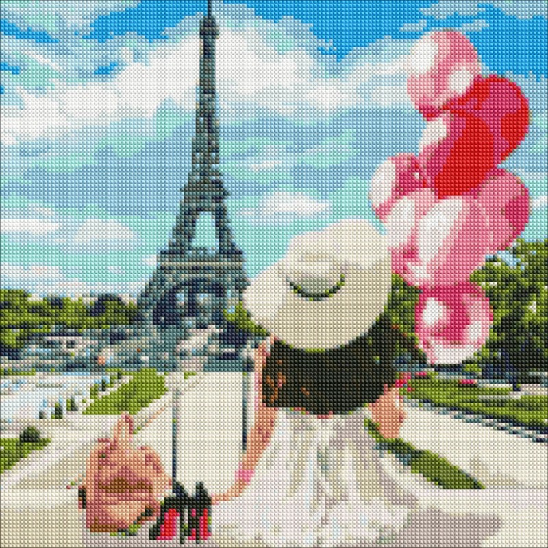 Алмазная мозаика "Гуляя по улицам Парижа" Идейка AMO7074 40х40 см