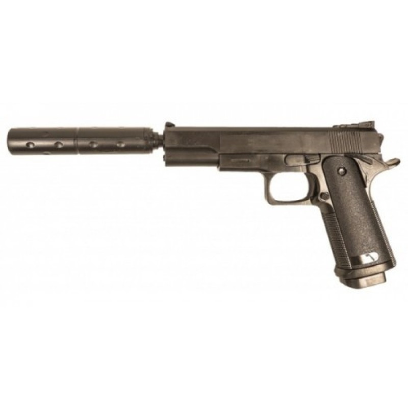 Детский пистолет "Colt 1911 с глушителем" Galaxy G053B Пластиковый