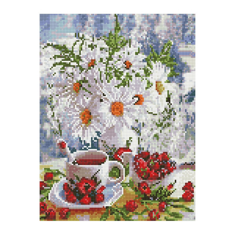 Алмазная мозаика "Ромашки и ягоды" EJ1383, 40х30 см