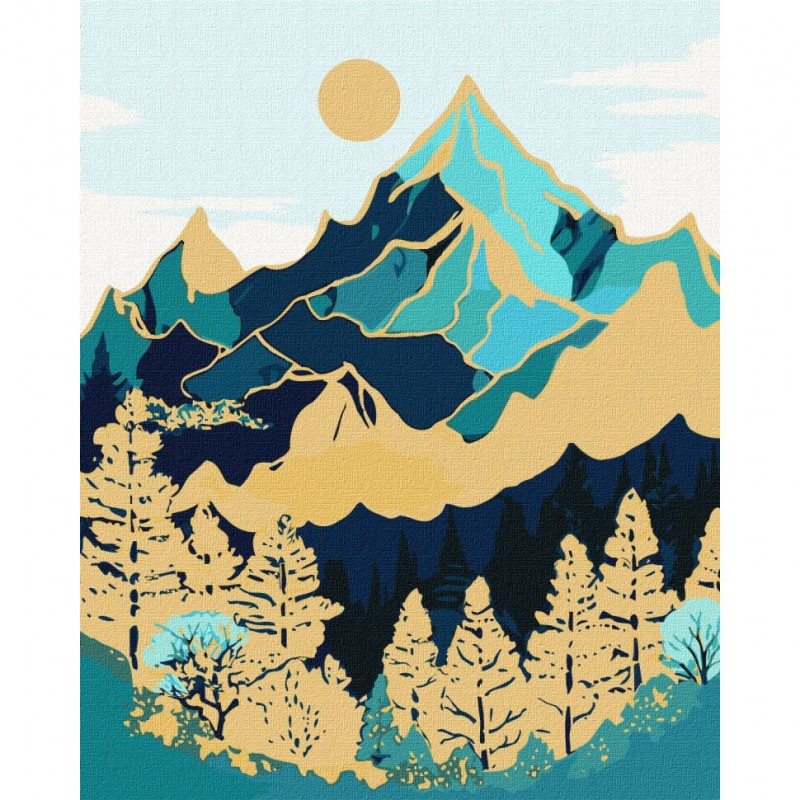 Картина по номерам "Горный ландшафт" KHO5102 с красками металлик extra 40х50 см