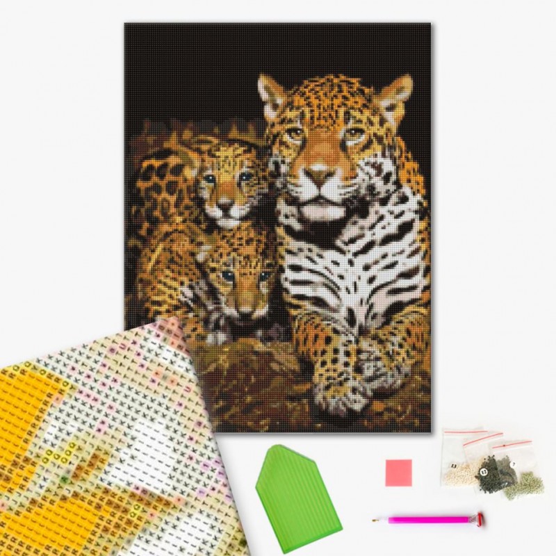 Алмазная мозаика "Ночные леопарды" DBS1085 Brushme 40х50 см