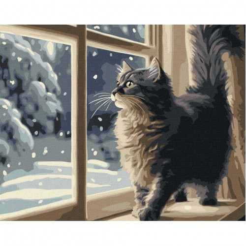 Картина по номерам "Снегопад за окном" KHO6550 40х50 см