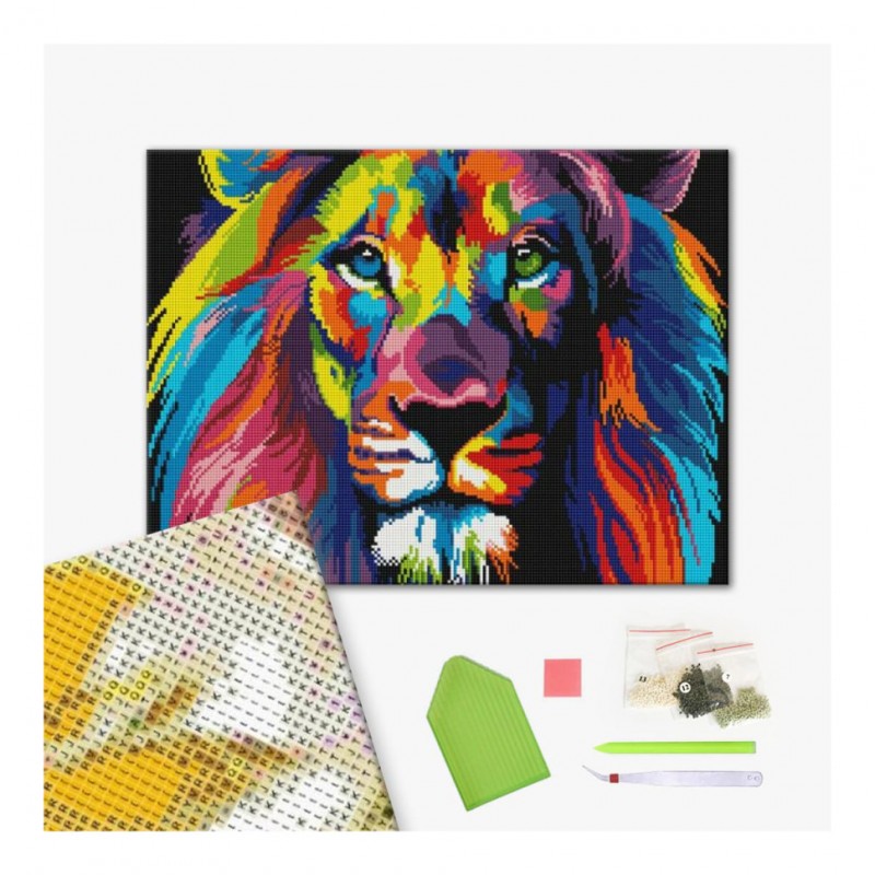 Алмазная мозаика "Радужный лев" Brushme GF4791 40x50 см