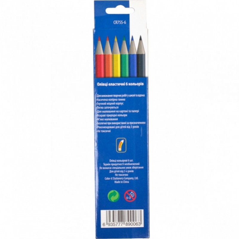 Детские карандаши для рисования CR755-6 Luminoso elastico "С", 6 цветов