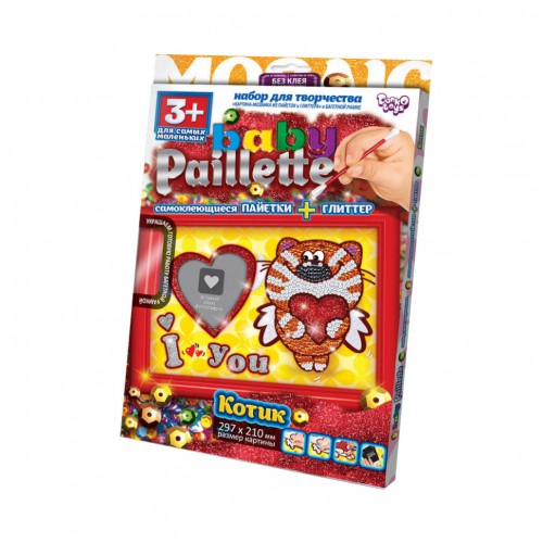 Набор для творчества "Baby Paillette" Котик РG-01-04 глиттер+пайетка