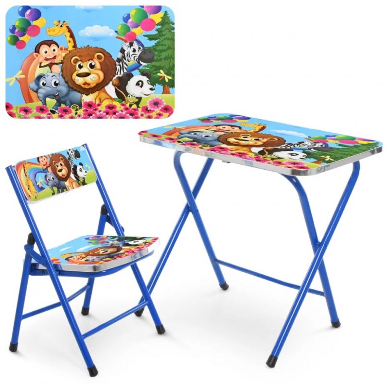 Детский столик A19-ZOO складной, столешница 60 х 40 см, 1 стульчик