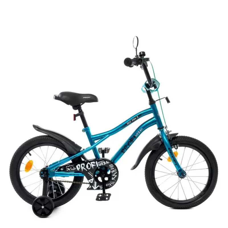 Велосипед детский "Urban" PROF1 Y16253S-1 16д, SKD75, бирюзов, фонарь, зв,зеркало