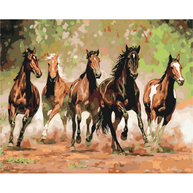 Картина по номерам "Табун лошадей" BS8288 Brushme 40х50 см