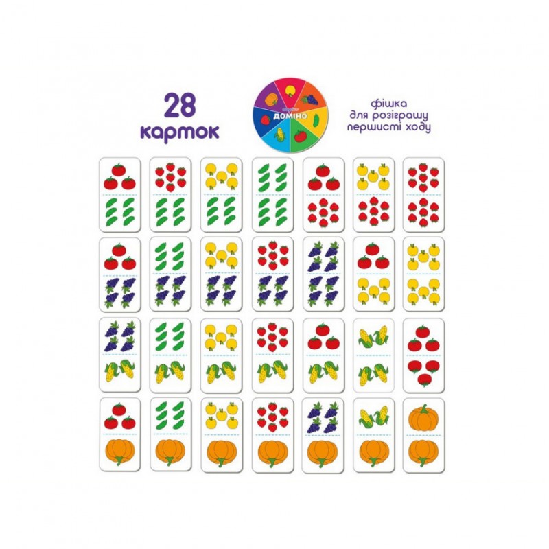 Детская развивающая игра Домино «Фрукты-овощи» ME5032-23, 28 карточек