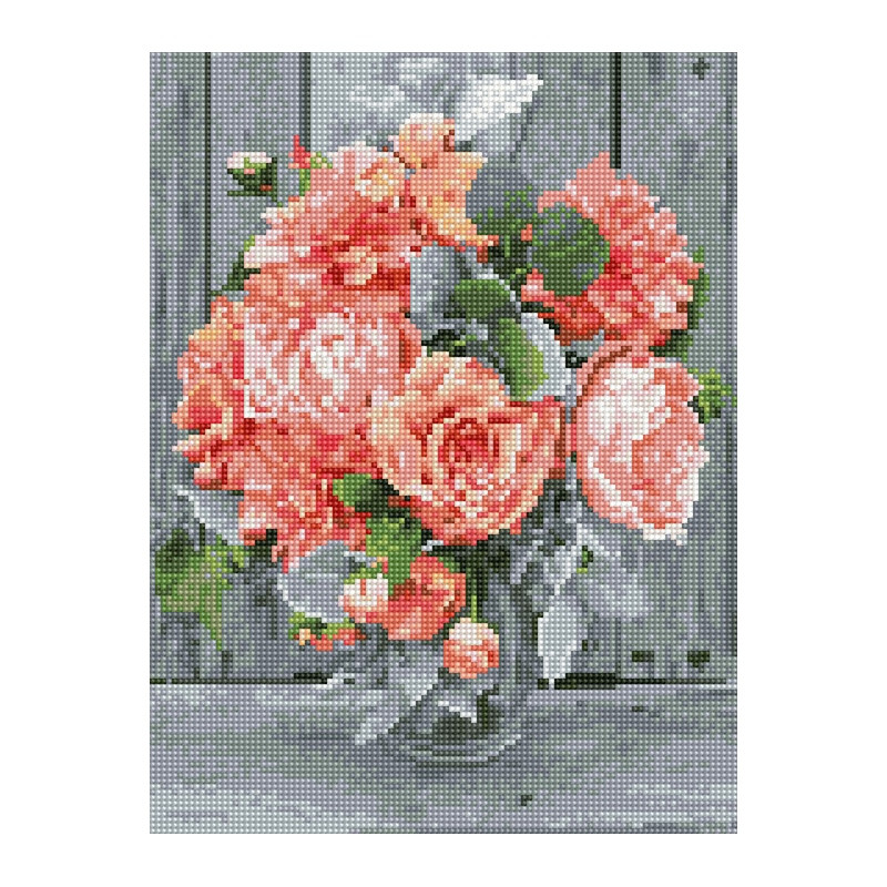 Алмазная мозаика "Розовые розы" EJ1395, 40х30 см