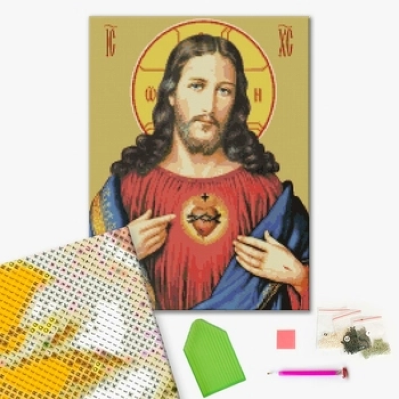Алмазная мозаика "Сердце Иисуса" Brushme DBS1090 40х50 см