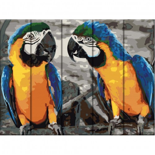 Картина по номерам по дереву "Два попугая" ASW057 30х40 см