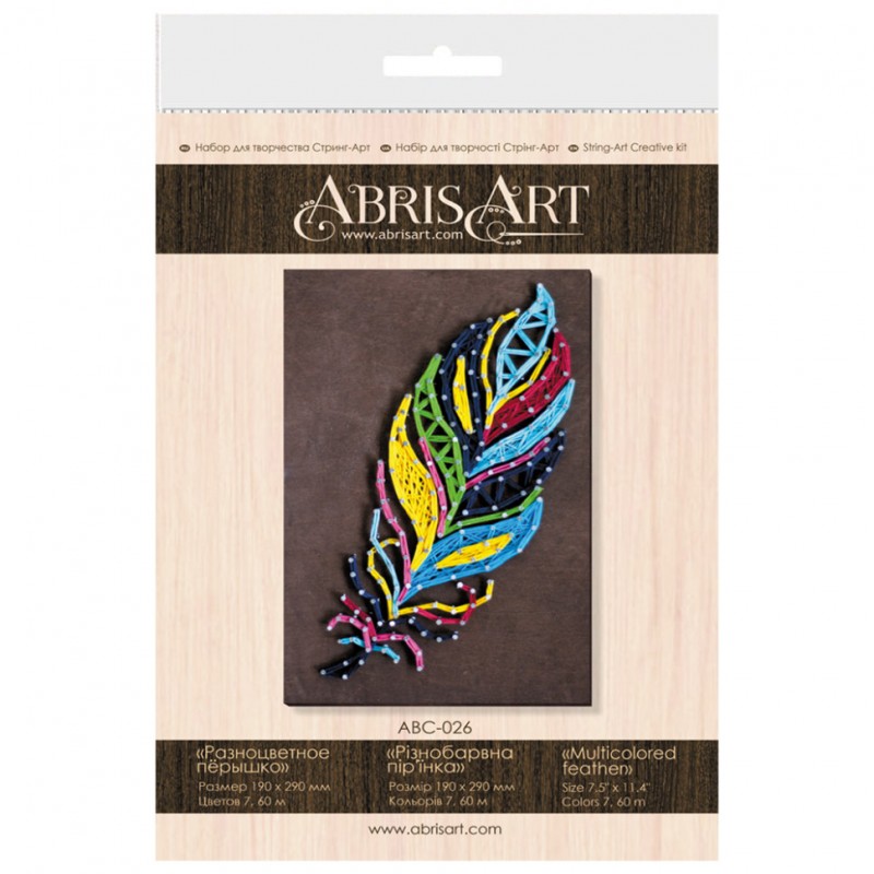 Набор стринг-арт "Разноцветное перышко" ABC-026 деревянная основа