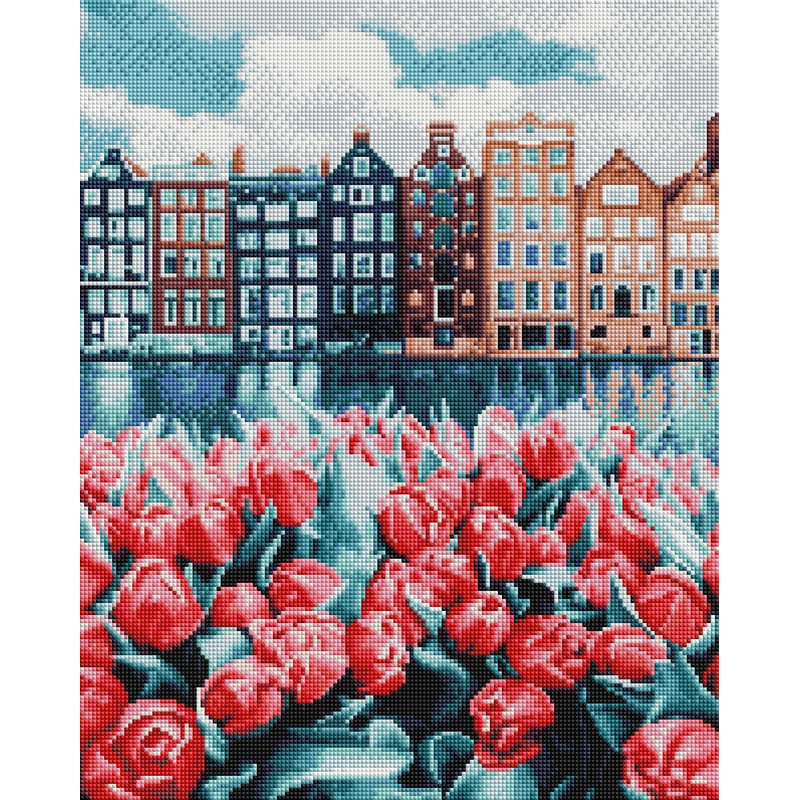 Алмазная мозаика "Тюльпаны Амстердама" EJ1288, 40х30 см