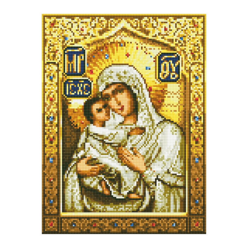 Алмазная мозаика "Икона Божьей Матери" EJ1214, 40х30 см