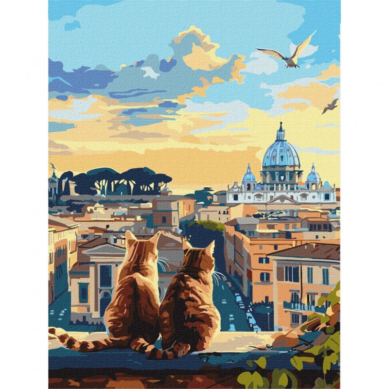 Картина по номерам "Котики в Риме" KHO6606 30х40 см
