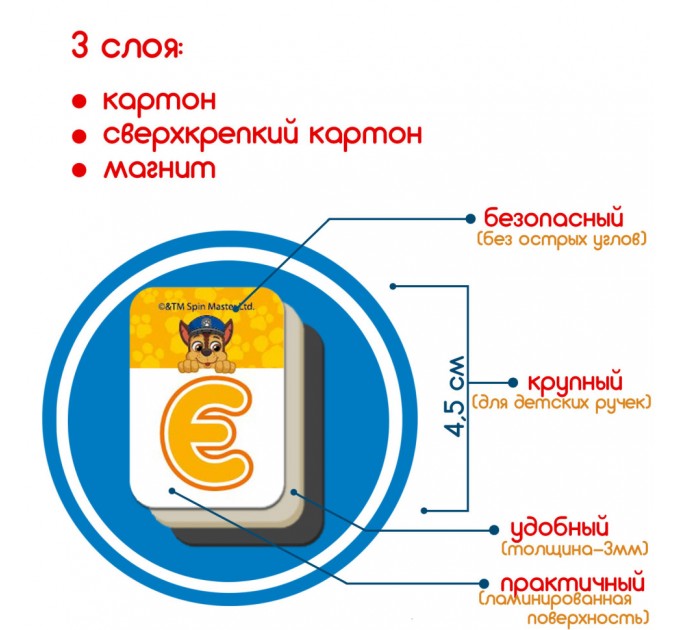 Детский набор магнитов Щенячий патруль "Азбука" Magdum ML4034-12