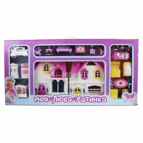 Домик для кукол с мебелью WD-921 фигурки и машинка в наборе