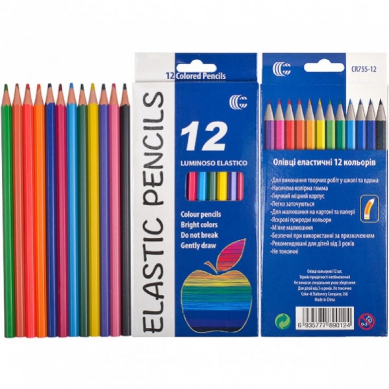 Детские карандаши для рисования CR755-12, 12 цветов