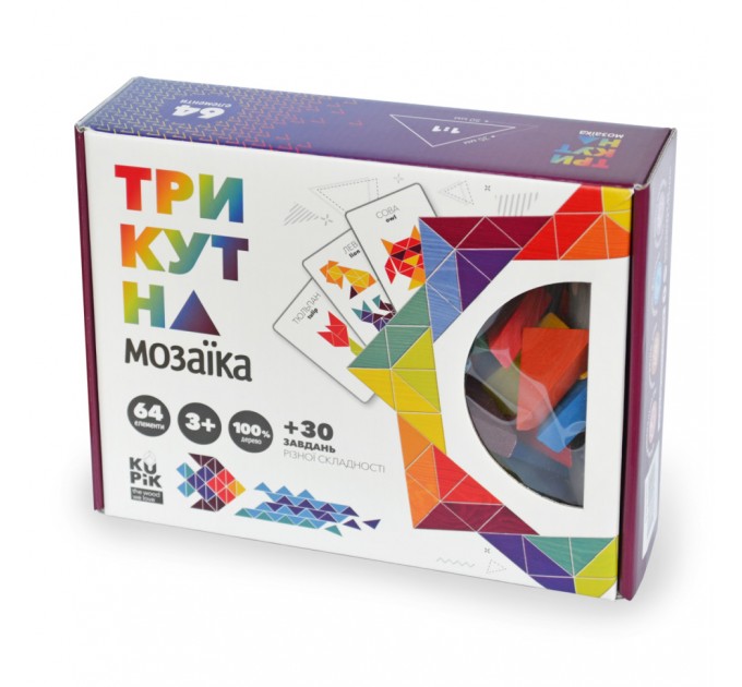 Деревянная игра "Треугольная мозаика" Kupik 900194, 64 детали