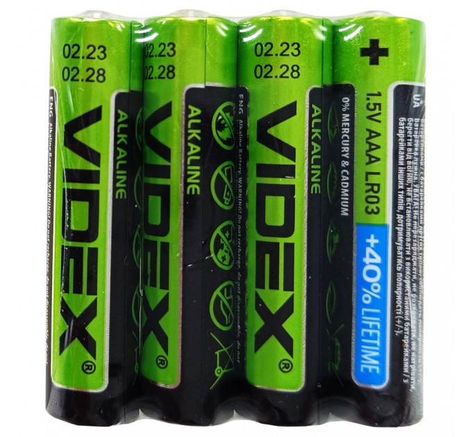 Батарейка щелочная Videx Alkaline Videx LR3 AAAx4, LR03/AAA блистер 4 штуки минипальчики блистер