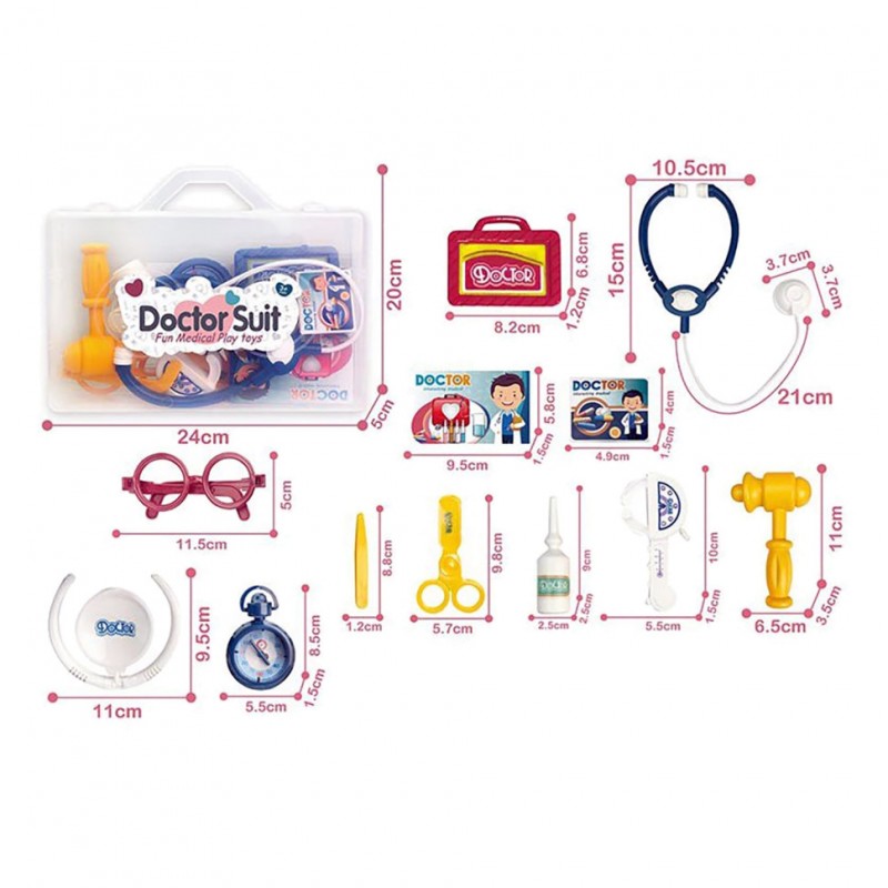 Игрушечный набор врача 8807A-5, шприц, стетоскоп, очки, аксессуары