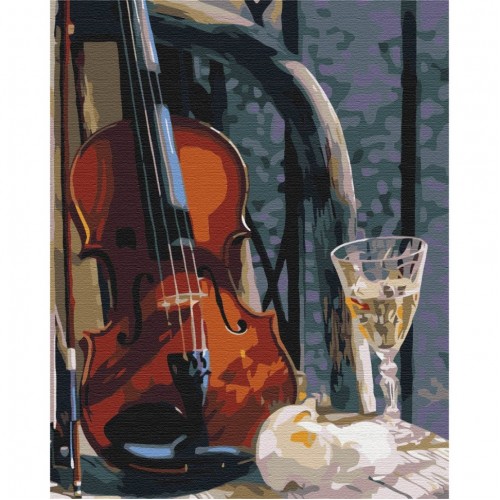 Картина по номерам "Скрипка с вином" BS24650 Brushme 40х50 см