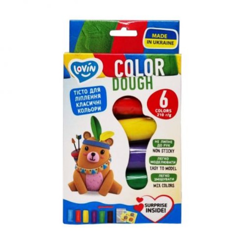 Набір для ліплення з тістом "Lovin Color Dough", 6 кольорів Комбінований Різнобарв'я (221661)