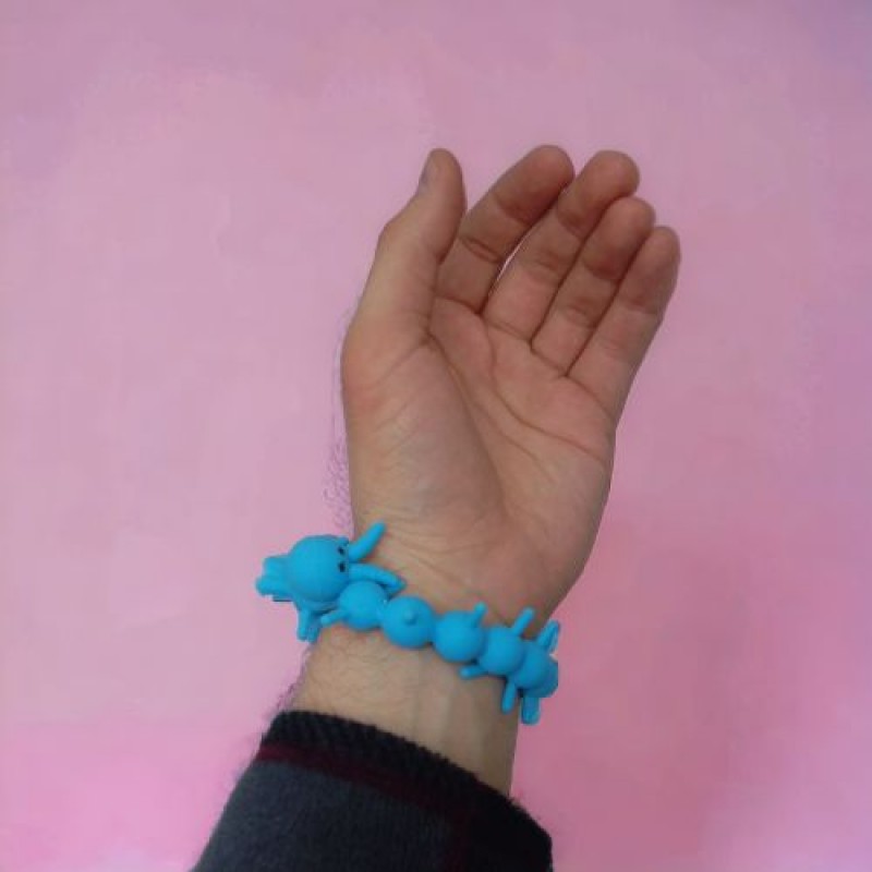 Браслет "Гусінь-антистрес", 22 см, блакитна Комбінований Блакитний (239461)