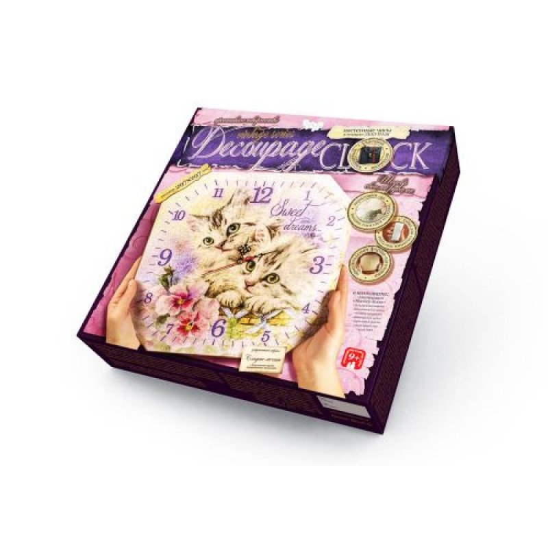 Комплект креативного творчества "Decoupage Clock Котята", с рамкой DKC-01-10