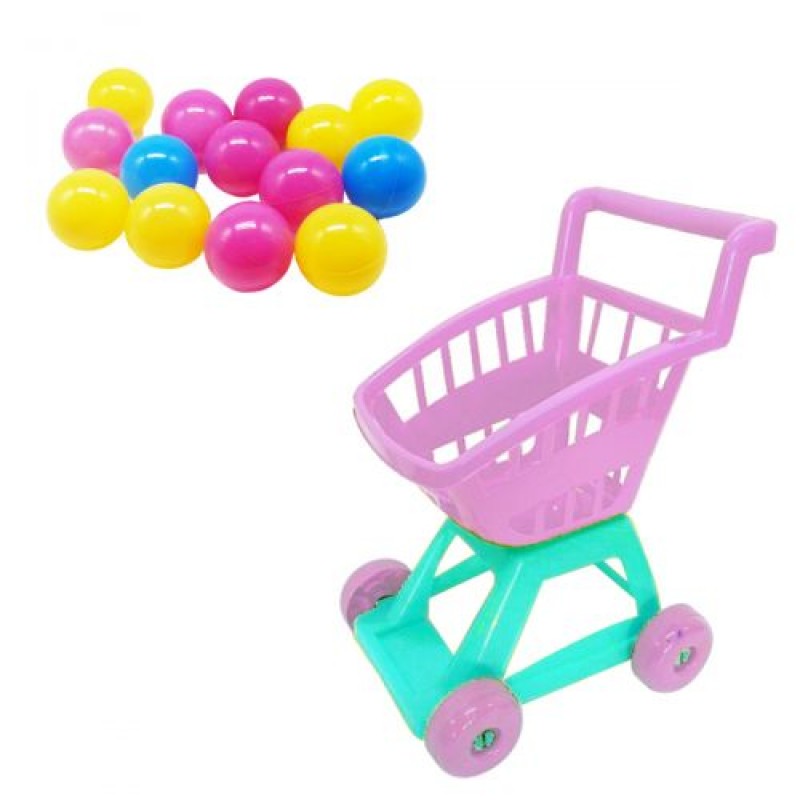 Візок з кульками (рожевий) Пластик Різнобарвний (128386)