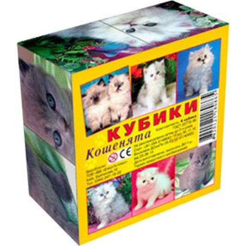 Кубики "Кошенята", 4 кубика Комбінований Різнобарвний (128652)