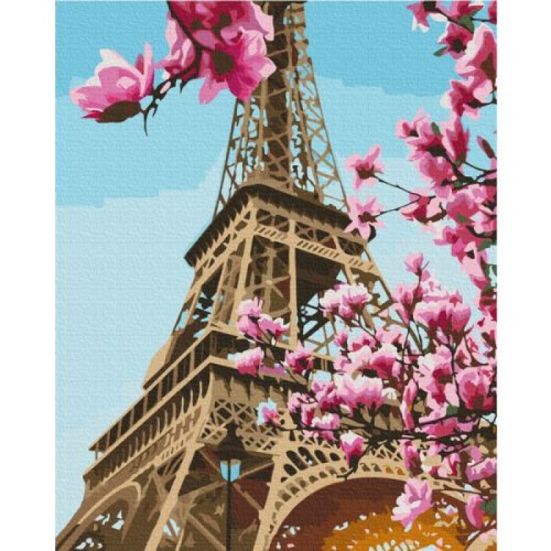 Картина за номерами "Сакура у Парижі"★★★★ Комбінований Різнобарв'я (186750)
