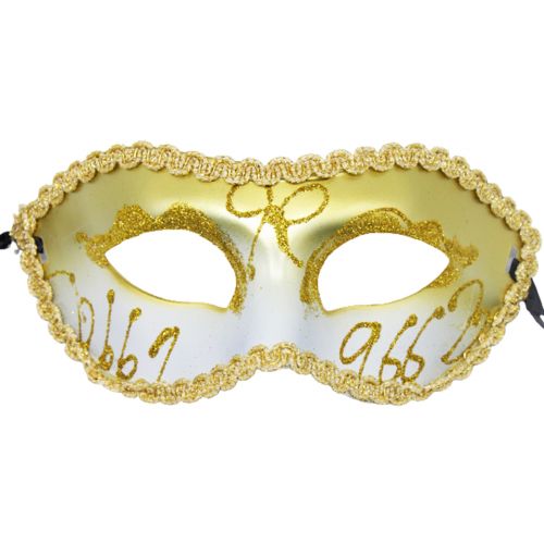 Карнавальна маска з мереживом, золото з білим Пластик Золотий Білий (196101)