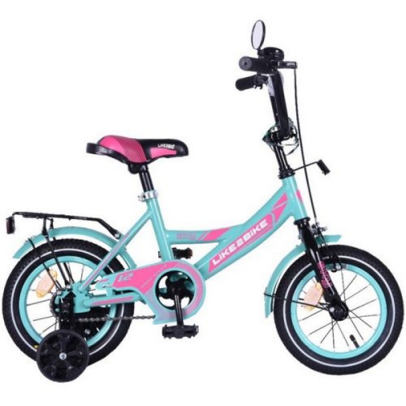 Велосипед дитячий 2-х коліс.12'' 211204(1 шт)Like2bike Sky, бірюзовий, рама сталь, з дзвінком, руч.гальмо, зборка 75% (203634)