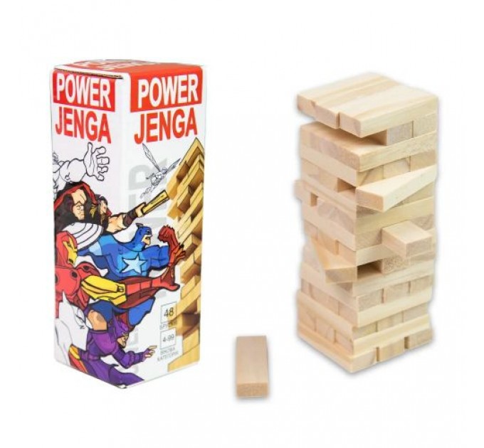 Настільна гра "Power Jenga" 48 брусків, міні (укр) Дерево Різнобарв'я (212658)