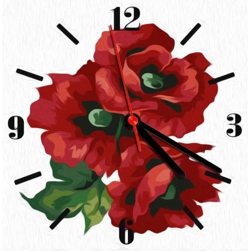 Годинник-картина за номерами "Маки", 30х30 см Комбінований Різнобарв'я (220391)